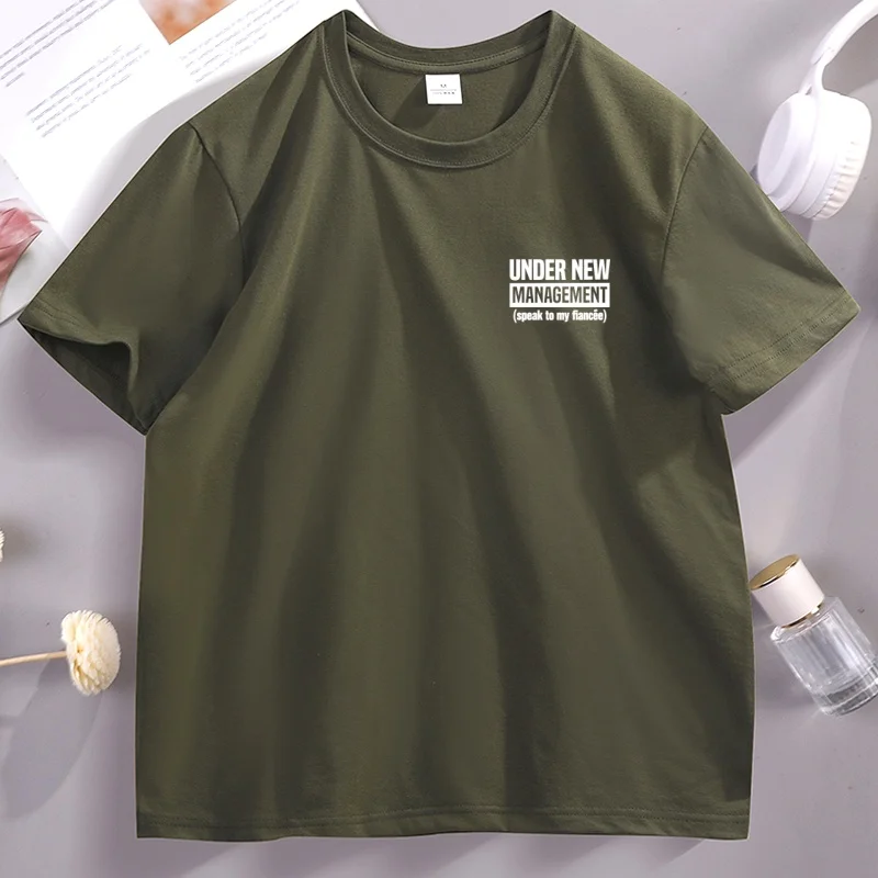Engagement Him Fiance T Shirt Men Funny Groom T-Shirt Under New Management Engaged Tee Husband To Be Wedding Tshirt Fiance Gifts