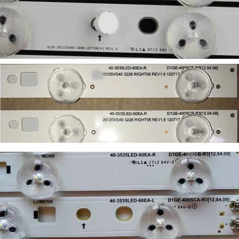 TV LED Array Bar 40-3535LED-60EA-L/R Backlight Strip D1GE-400SCA(B)-R3 Bands SLED 2011SVS40 3228 LEFT06 (A)/RIGHT06 (B) REV 1.0