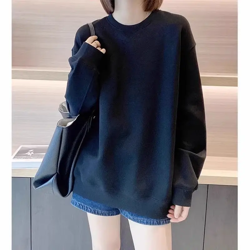 Women'S Sweat-Shirts Autumn Clothes Korean Ladies Beige Trends Invierno Nueva Moda Urbana Estampada Divertida Stitched Fem