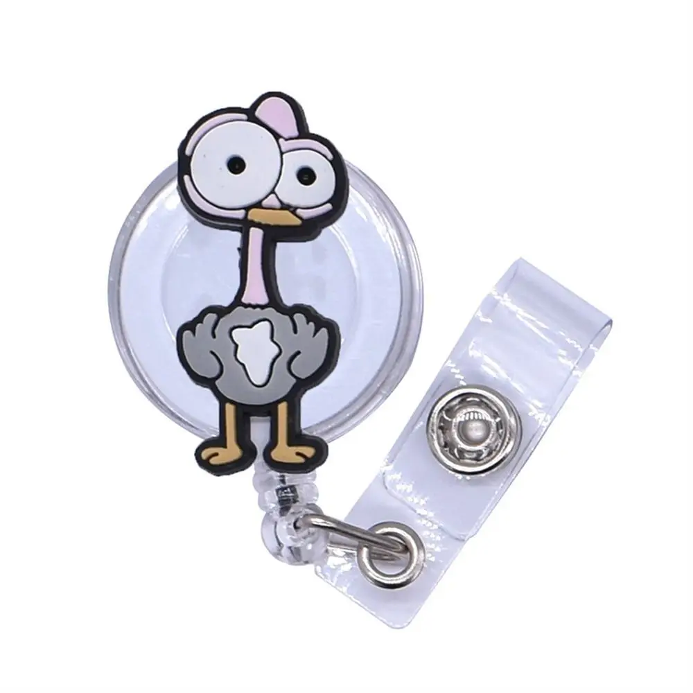 Clip per carte d'identità con bobina retrattile in stile animali selvatici Big Eye Easy Pull Buckle Chest Card Cartoon Nurse Badge Holder