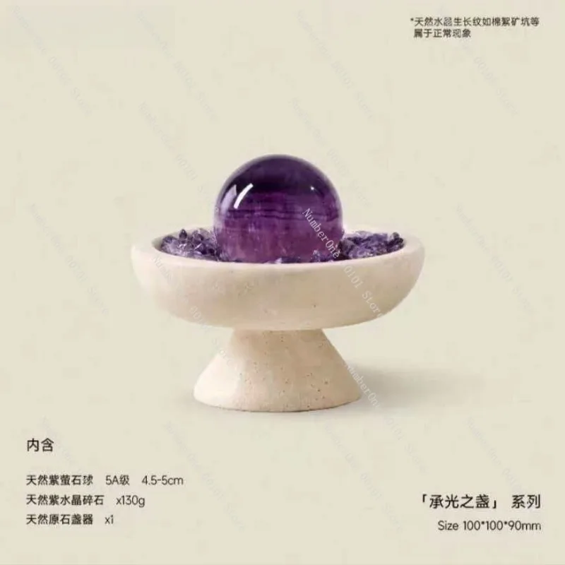 Elegant Natural White Crystal Purification Bowl Travertine Decor Ornament for Home Desktop Entryway Display Energy Cleansing