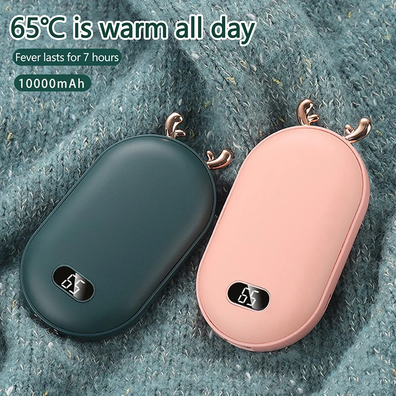 1 ชุดใหม่ 2In1 Pocket Power Banks 5200mAh แบตเตอรี่จอแสดงผลอุณหภูมิและมืออุ่นแบบพกพาคริสต์มาสของขวัญ