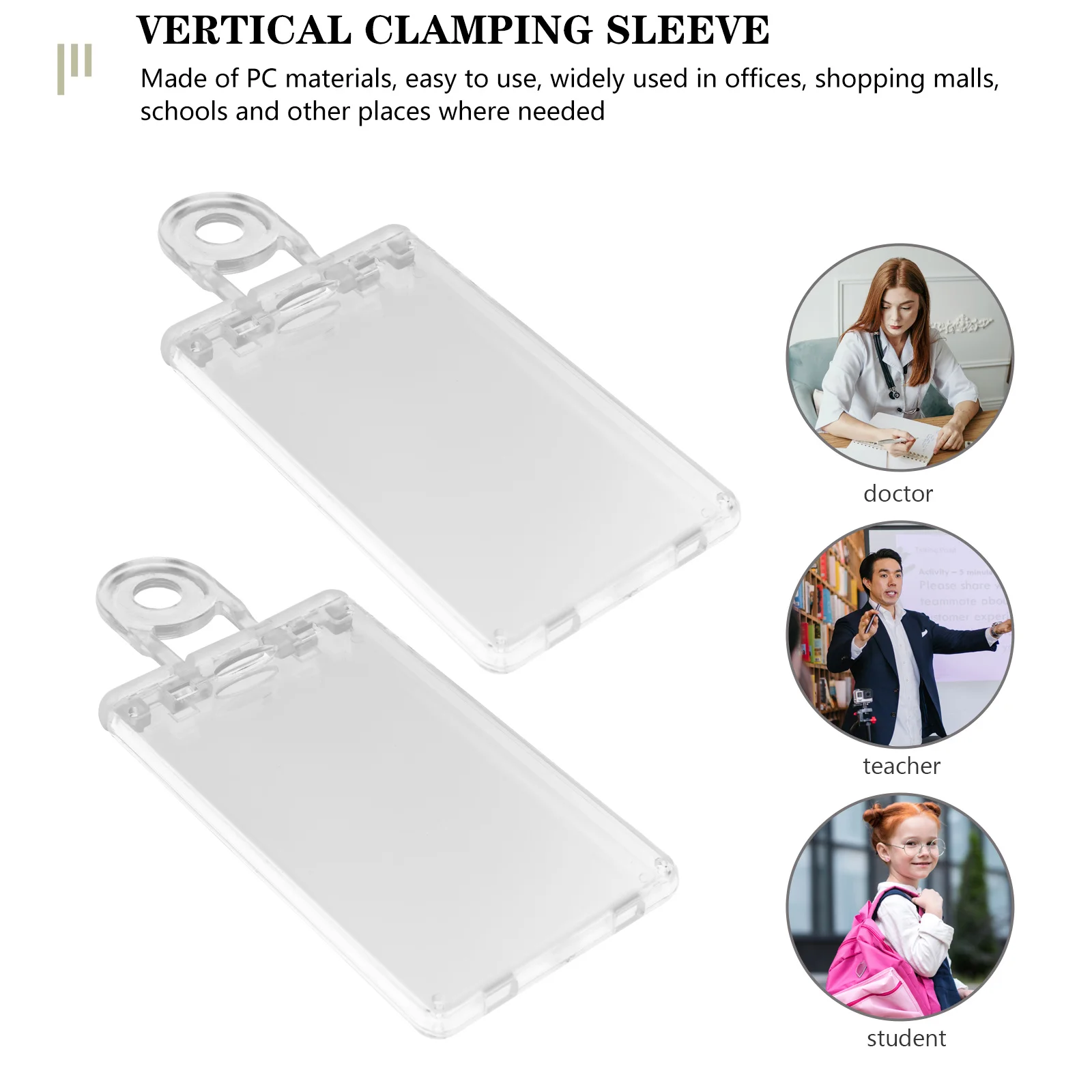 

3Pcs Clear Badge Card Holders Hard Plastic Id Badge Sleeve Protective Cover for Office School Staff Nurse Workers
