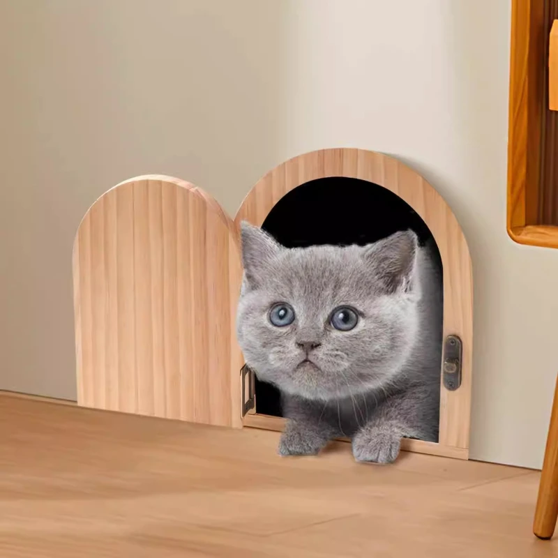 Solid wood cat door custom pet wooden door two-way cat door