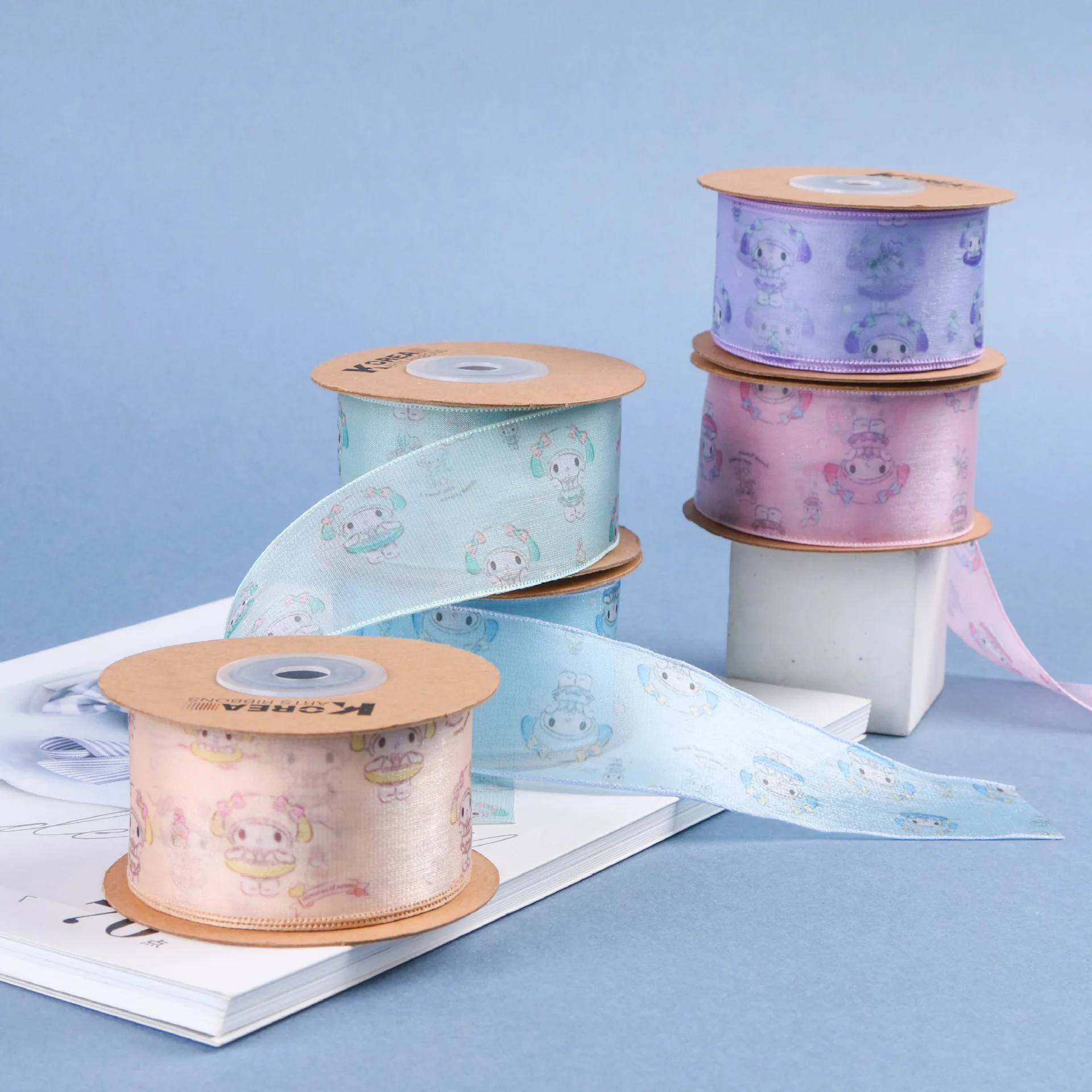 Sanrio Melody Ribbon Cute Snow Gauze Ribbon DIY Bow Hair Accessories Gift Florist Flower Packaging Flower Straw Hat Decoration