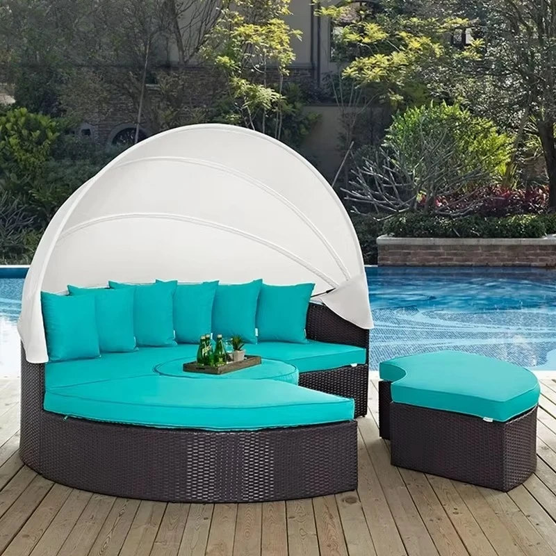 xx-Modern Outdoor  Bed Casual Lounger Sofa for Courtyard Terrace Garden Beach Pool Sunbathing^