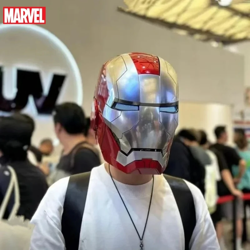 Marvel Iron Man Mk5 1:1 Helmet Autoking Upgraded Version Imported Chips Wearable Helmets Blue Silver Edition Adult Boy Toys Gift