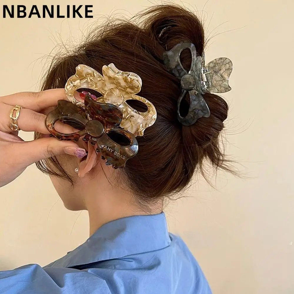 

Korean Style Acetate Bow Hair Claw Hollow Out Flower Hair Clip Women Shark Clip