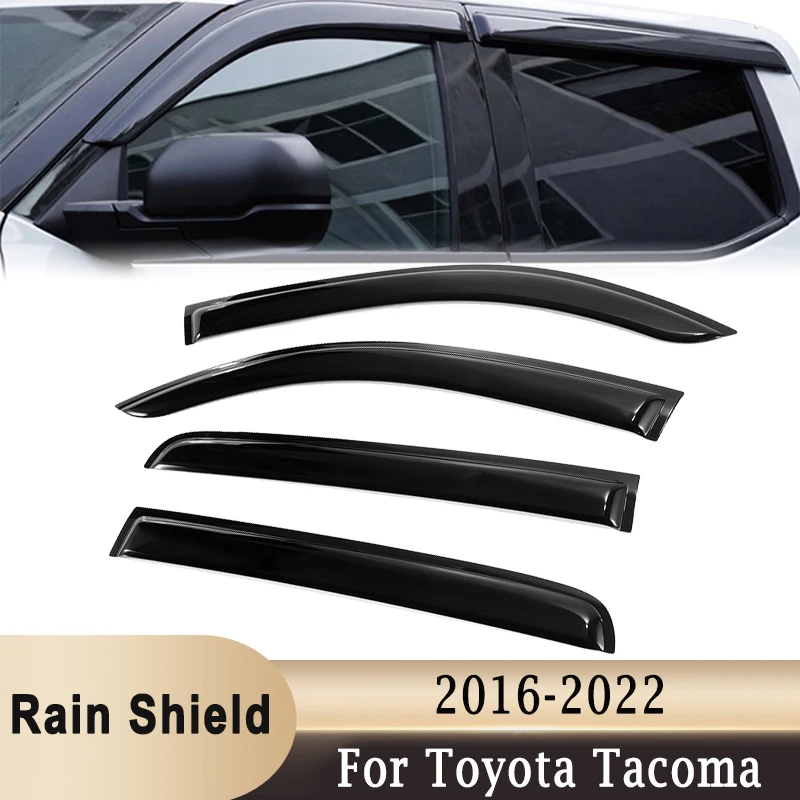 

For Toyota Tacoma 2016-2022 4Pcs Side Window Rain Awnings Shelters Deflector Windowsheild Wind Sun Visor Ventilation Guard