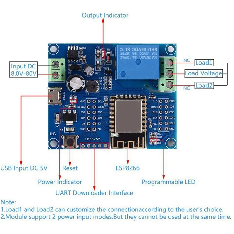 AS95-6X модуль релейного контроллера WIFI, 5 В постоянного тока 8 В-80 В ESP8266 модуль беспроводного контроллера ESP-12F для IOT Smart Home APP