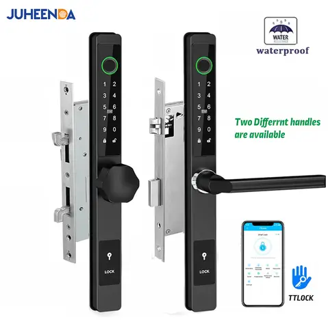 3CM Larghezza Serratura per porta in alluminio impermeabile Bluetooth Impronta digitale Codice digitale TTLock Serratura per porta scorrevole intelligente 2885 3585 4585 Mortasa