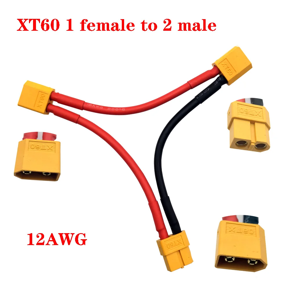 XT30 XT60 XT90 TRX T Plug Male Female Tandem Battery Connector Cable Dual Extension Y Splitter Silicone Wire for RC Battery ESC