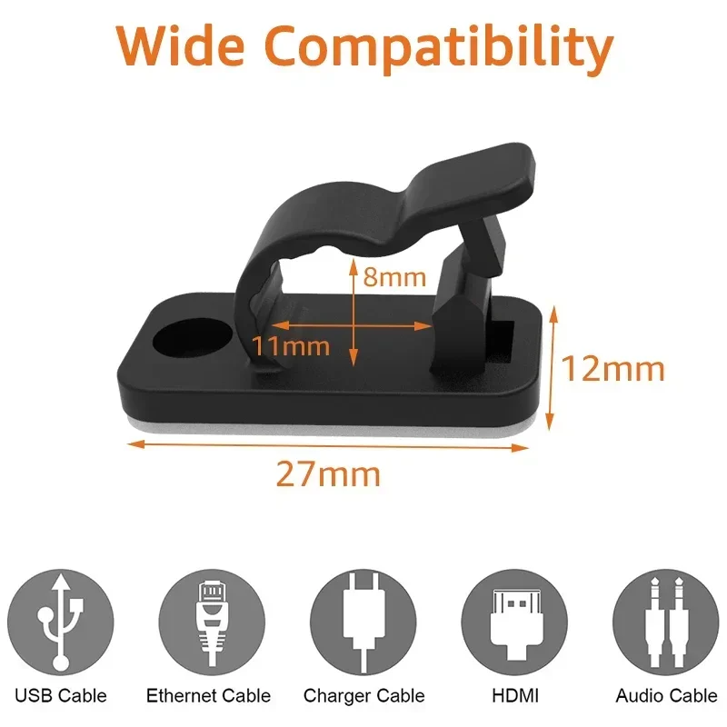 10/50Pcs Self Adhesive Cable Clips Cord Management Wire Holder Organizer Clamp Desk Tidy Cable Manager in Car Home Office Clips