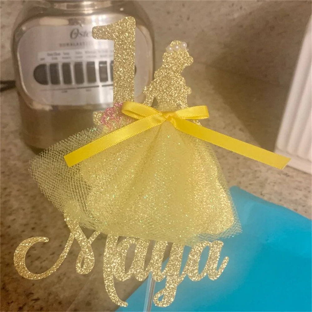Princess Glitter Cake topper, beauty and beast cake topper, personalized cake topper, personalized cake topper