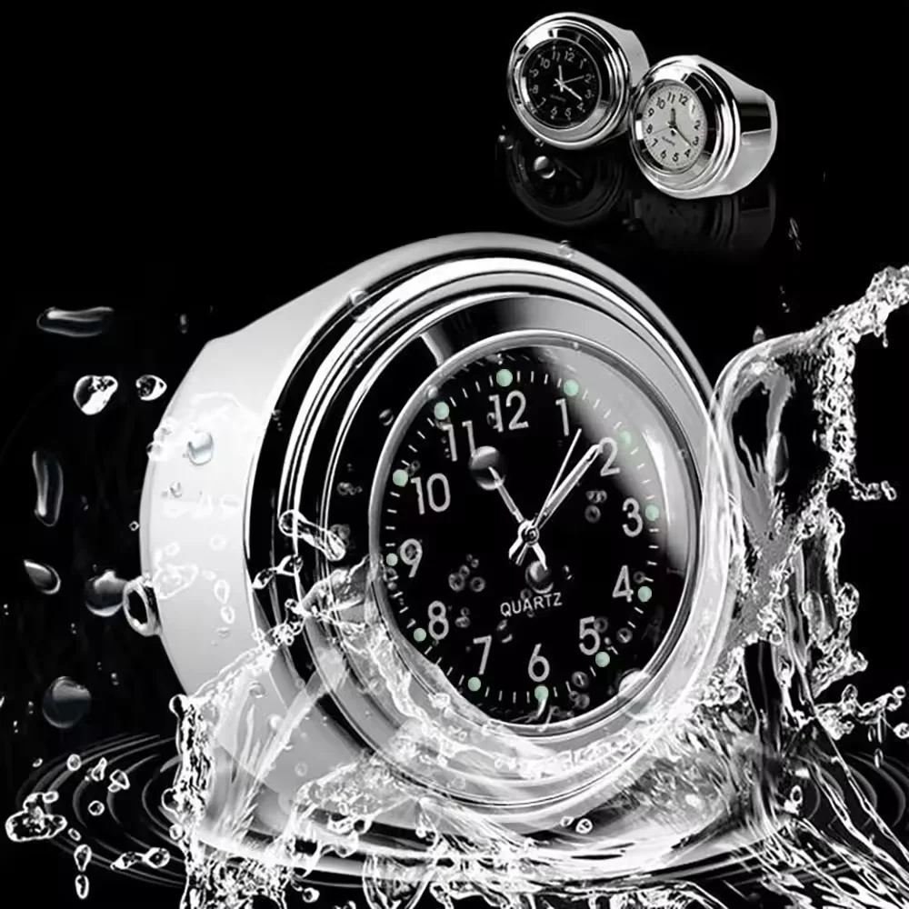Handlebar Aluminum Alloy Clock Stainless Steel Pad Night Vision Waterproof Shock-Proof Buckle Motorcycle Bicycle Watch Clock