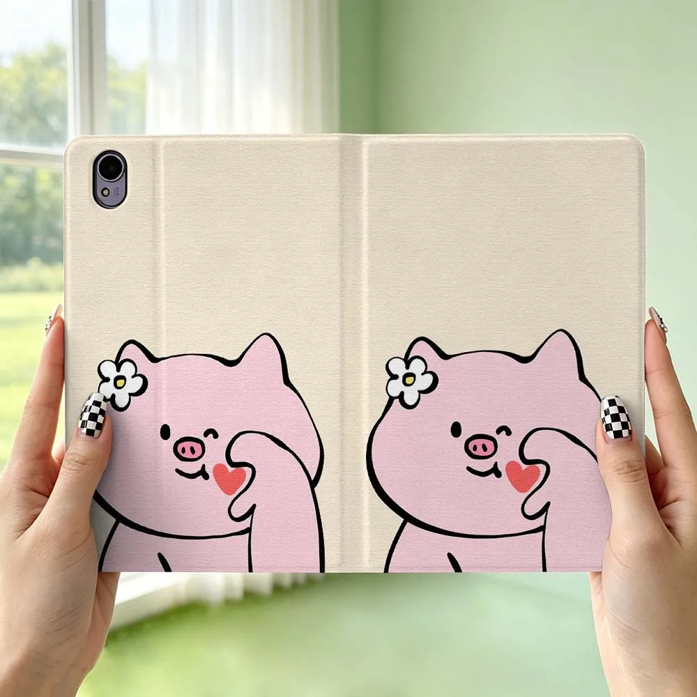 Pink Pig Heart Pen Tray For Huawei MediaPad MatePad Honor Pro V6 9 V8 X9 X 10 13.3 12.3 11 11.5 Inch Tablet Case