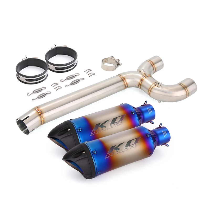 Slip On For Yamaha FZ6 FZ6N FZ6S 2004-2011 Motorcycle Exhaust Mid Link Pipe LR Muffler Stainless Steel 320mm Escape DB Killer view 3