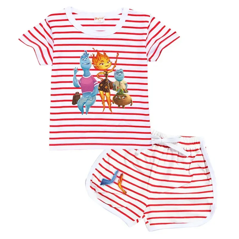 qq28Crazy elemental pyjamas set sommer kinder Kurzarm T-shirt nachtwäsche pyjamas ems feuer Wade druck baby anzug kleidung