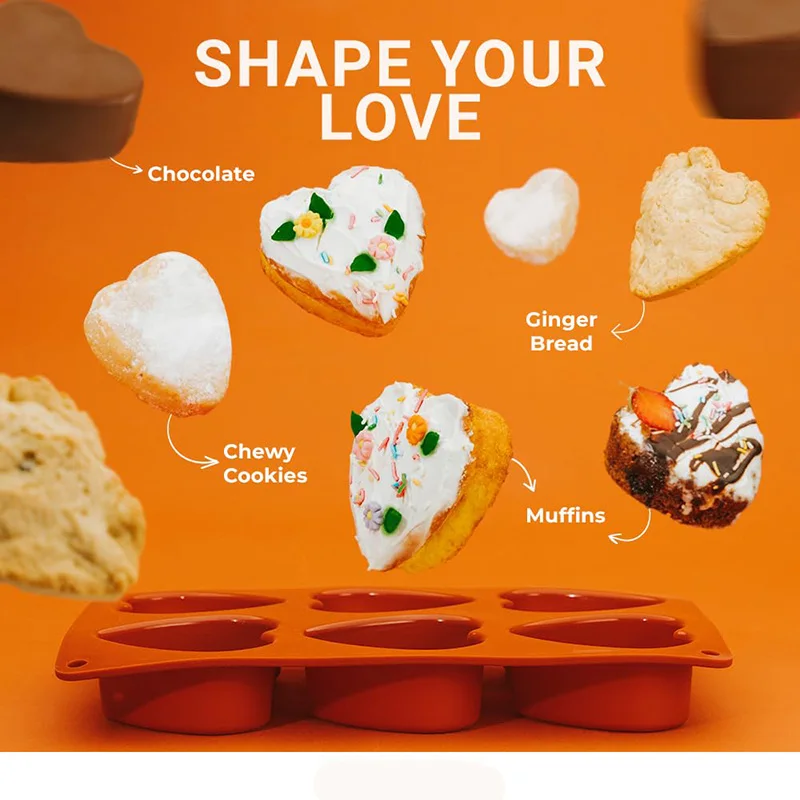 Heart Silicone Molds for Baking - Perfect for Creating Mini Heart-Shaped Cakes, Chocolates, and More - Easy to Use and Clean