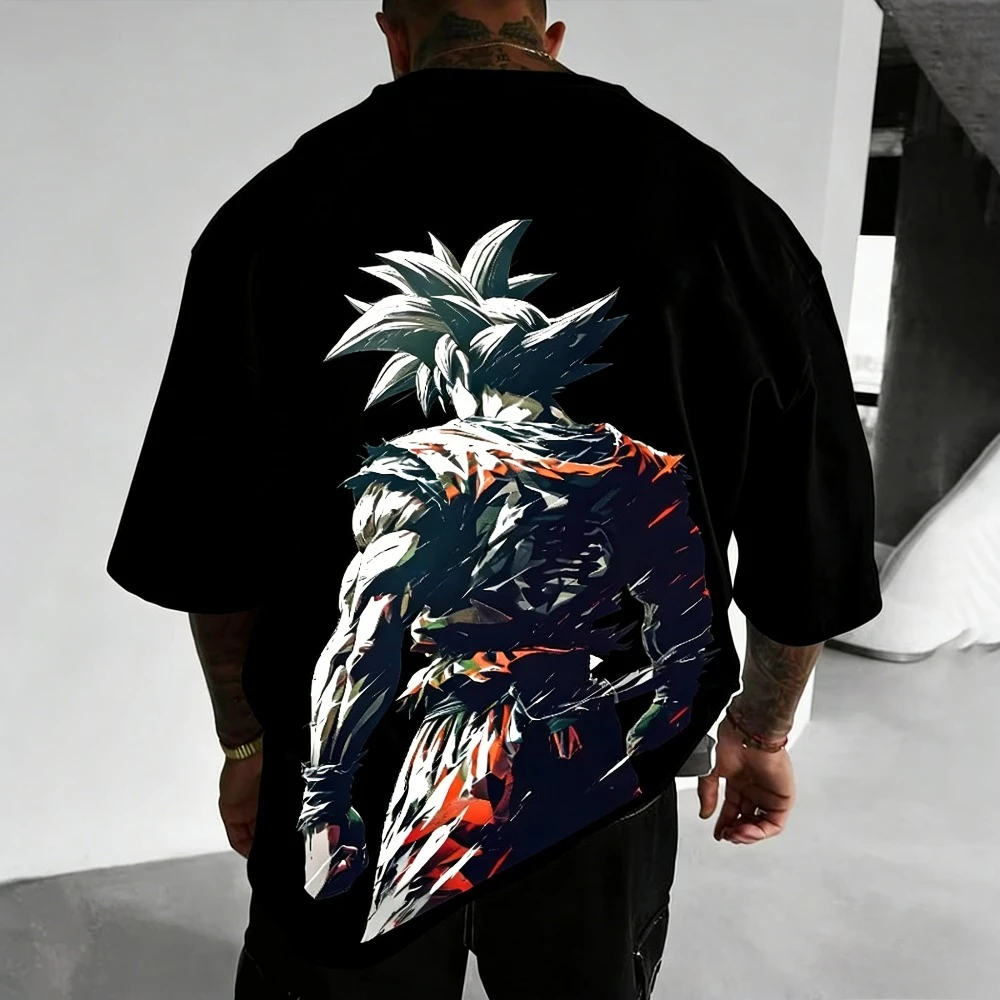 

Футболка унисекс из чистого хлопка с принтом аниме «Драгон Бол» (Гоку), летняя новинка 2026 года, свободный крой, короткий рукав, для родителей и детей