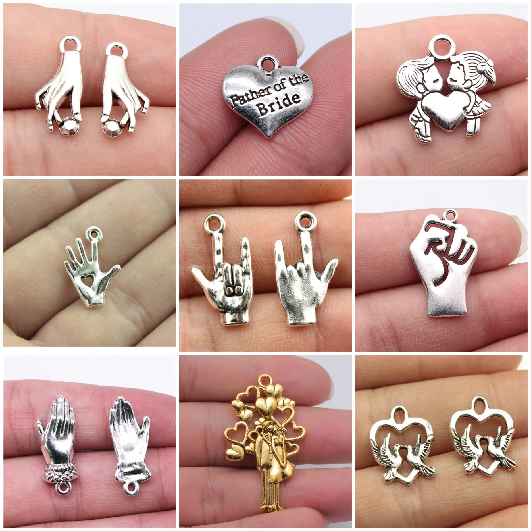 Couple Wedding Matching Love Charms Pendant For DIY Bracelet Necklace Jewelry Making Supplies