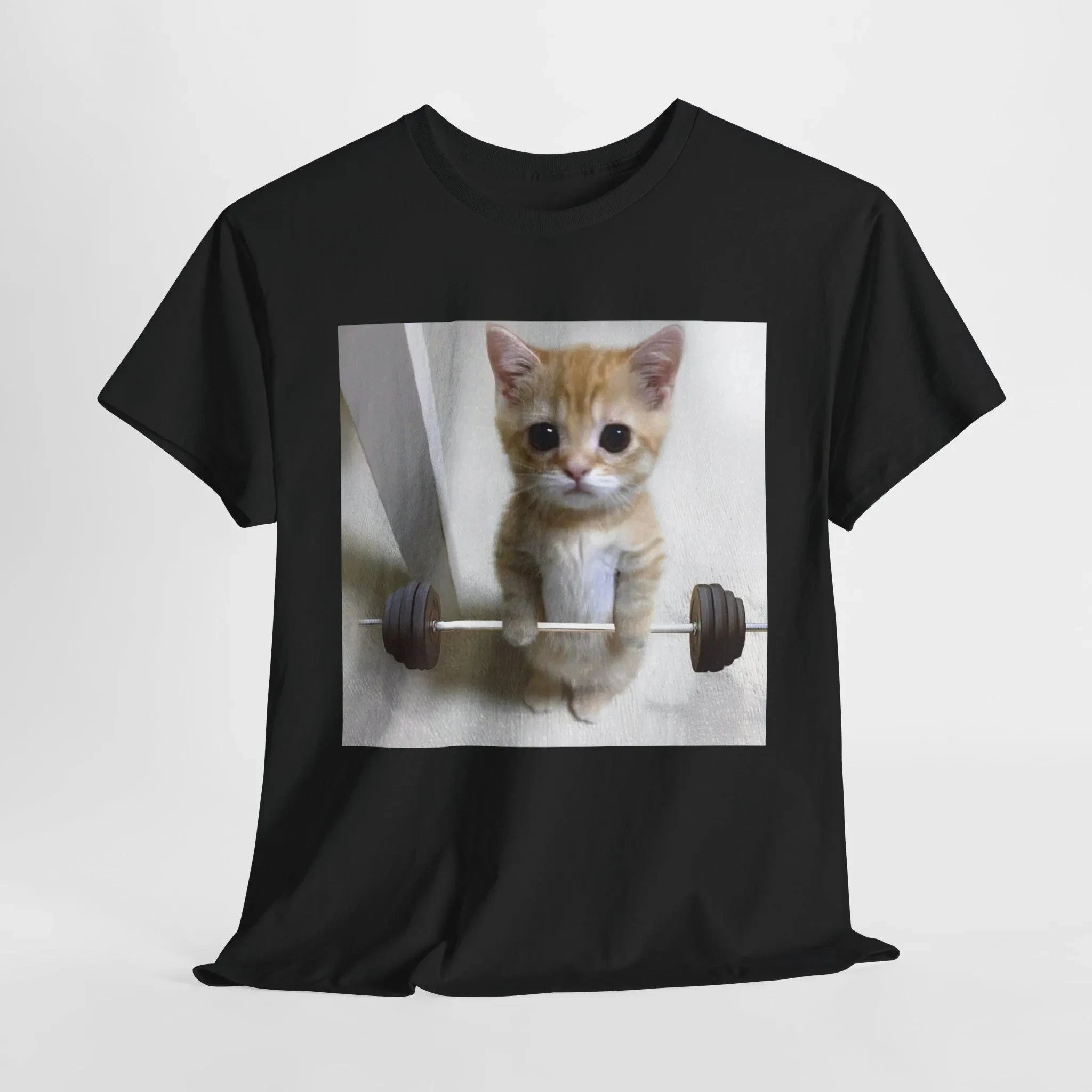 

Cat Gym Funny Meme T-Shirt Men's and Women's High Quality Short Sleeve Cotton Tees Summer Shirt Fitness Lover Tops Men Clothing