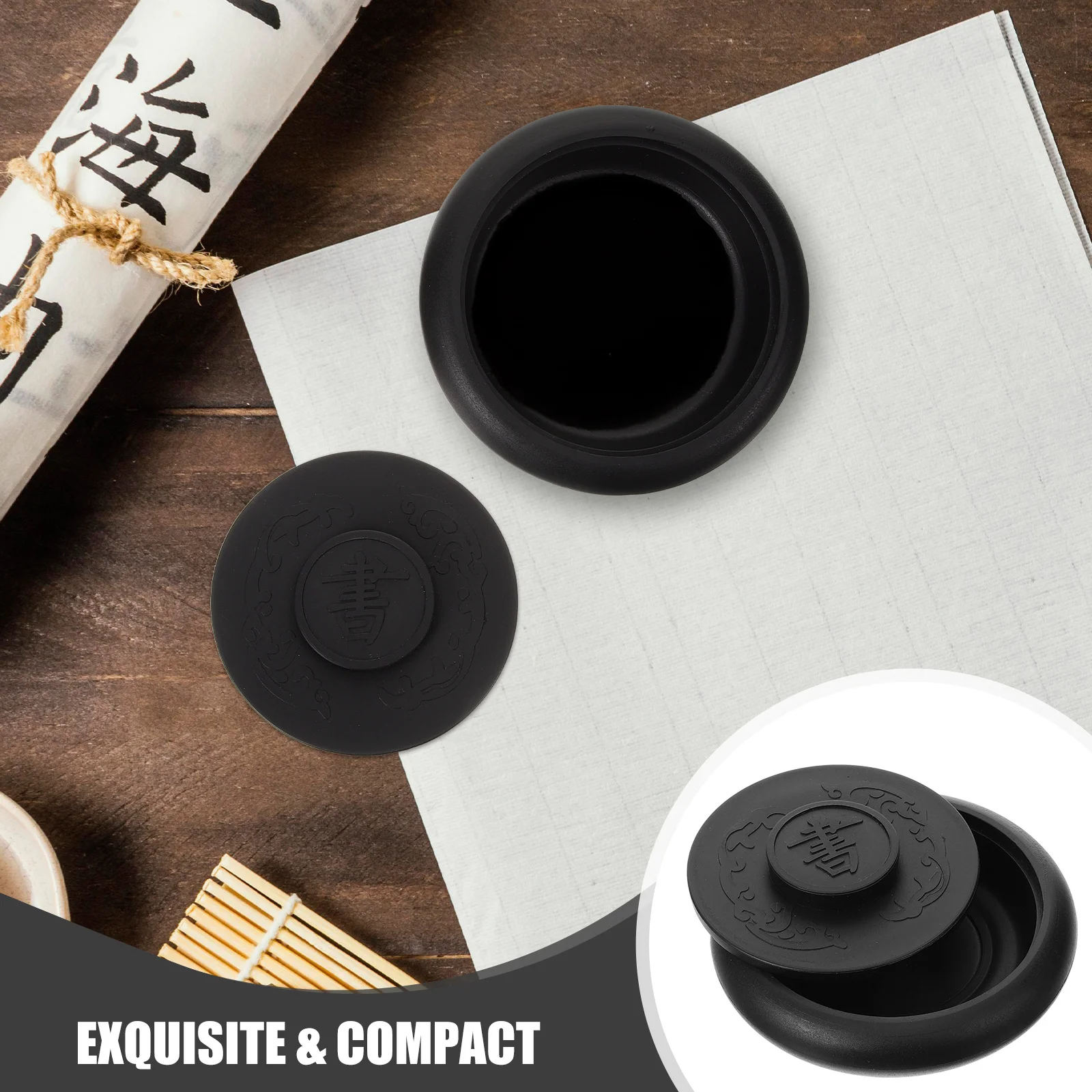 

Calligraphy Grinding Compact Lidded Inkslab for Painting Writing Drawing Preserve Flat Bottom Easy to Clean