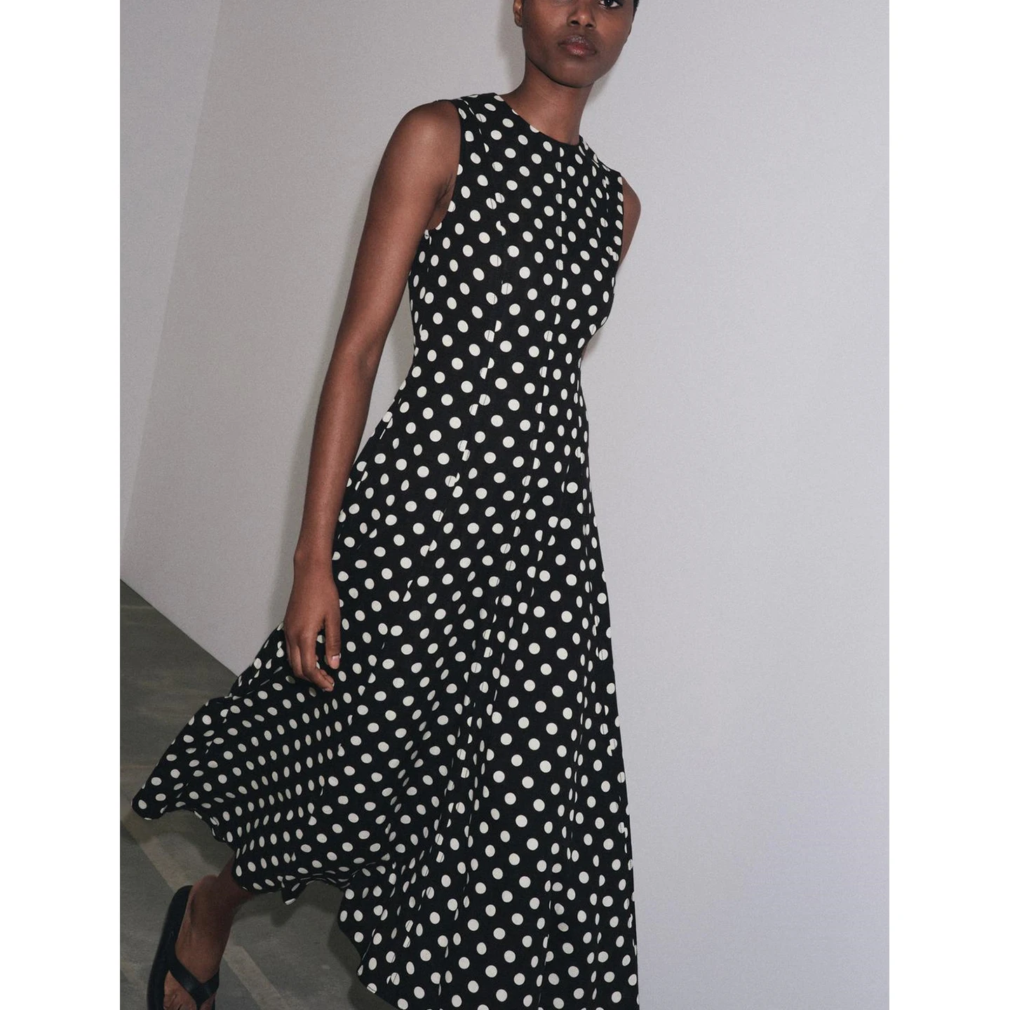 夏の女性用通勤スカート、ミックスリネン素材、ハイウエストAラインスカート、ポリエステル繊維、ラウンドネック