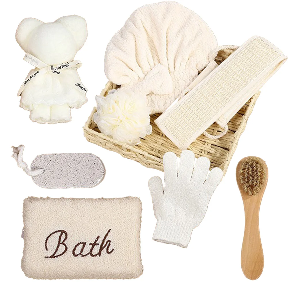 

Bath Scrubber Set Back Scrubber Gloves Massager Ball Skin Care Kit Spa Gifts for Women Portable Travel Bath Accessories
