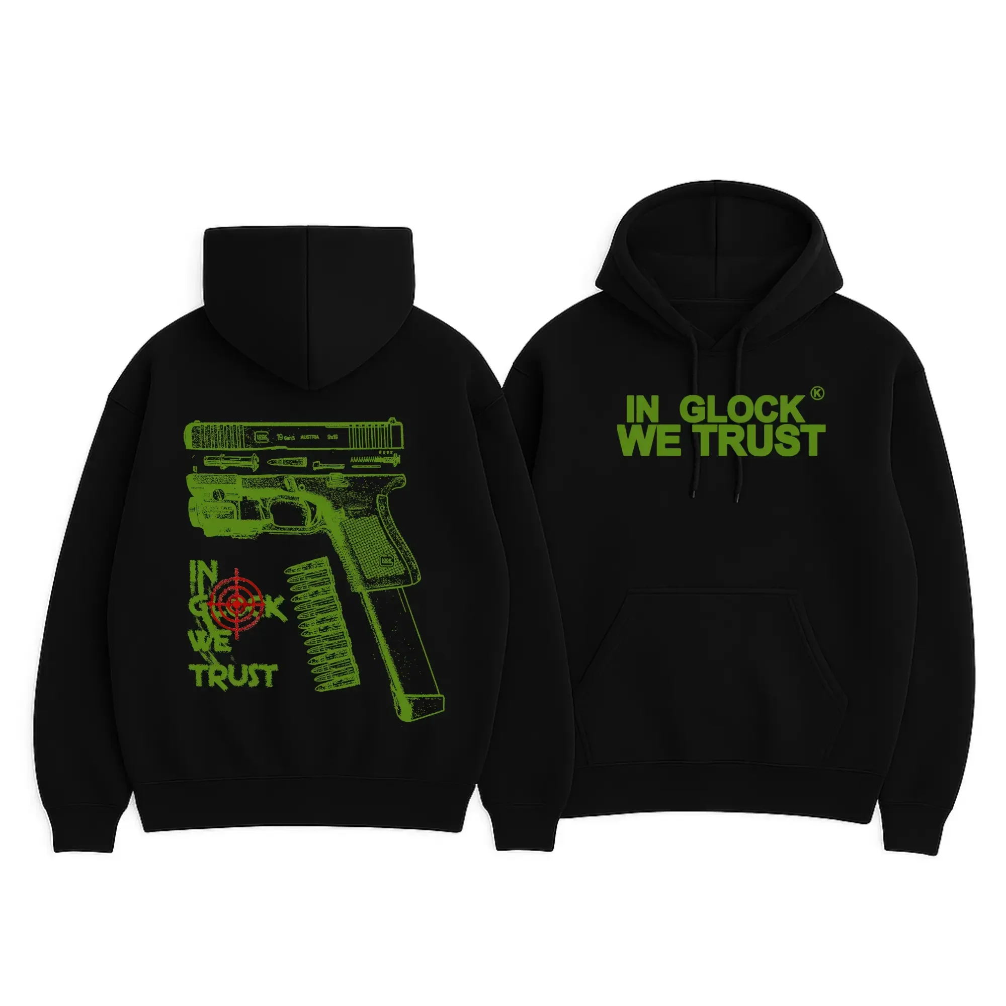 2026 Neu In Glock We Trust Schwarzer Hoodie Vollfarbiges Design Unisex Alltagskleidung Modisches Design Hoodies Stranger Things Funko – Detail 13