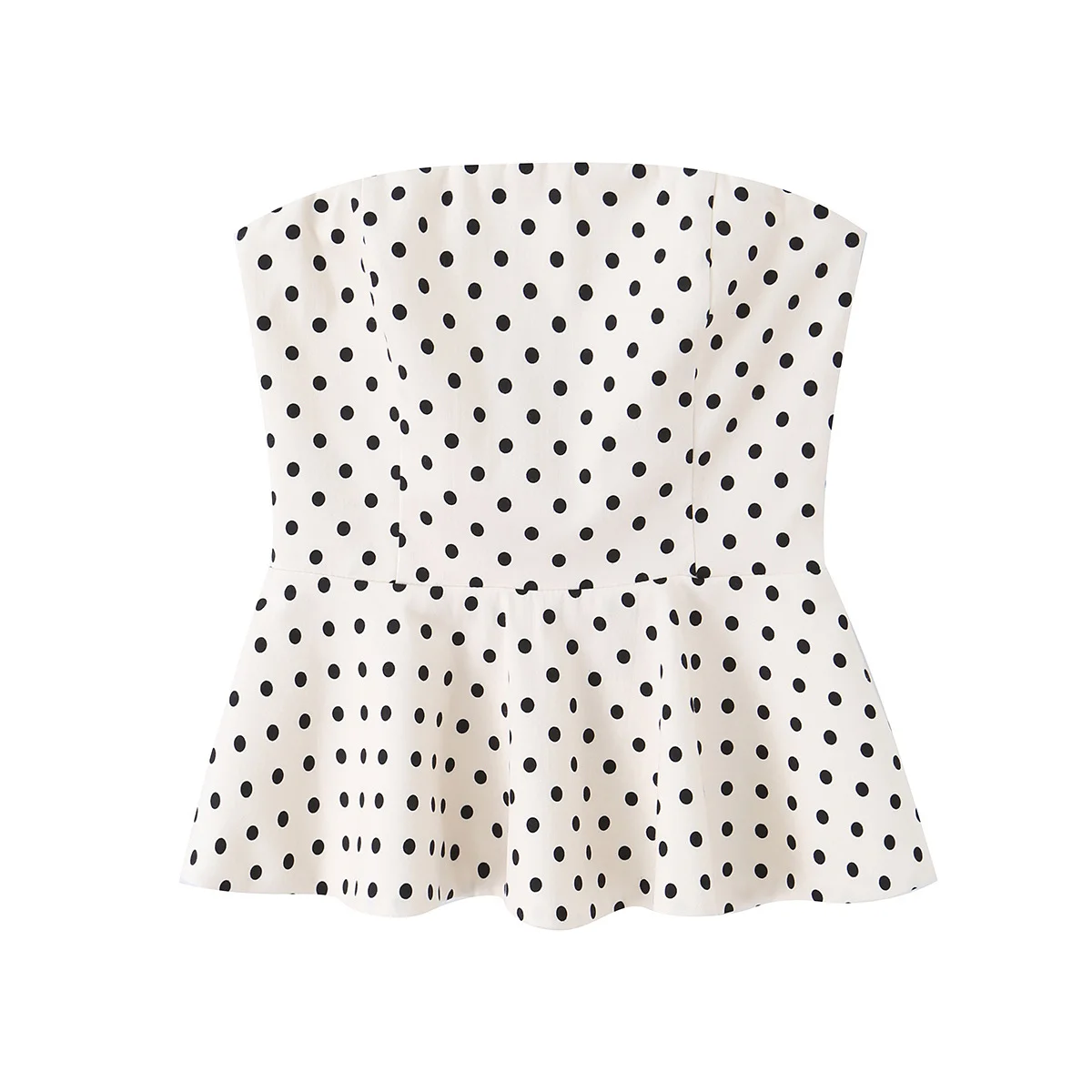 Damenmode Polka Dots Weste Sexy Elegant Ärmellos Rückenfrei Trägerloses Top mit Falten am Saum Sommer Freizeit Tanktop – Detail 10