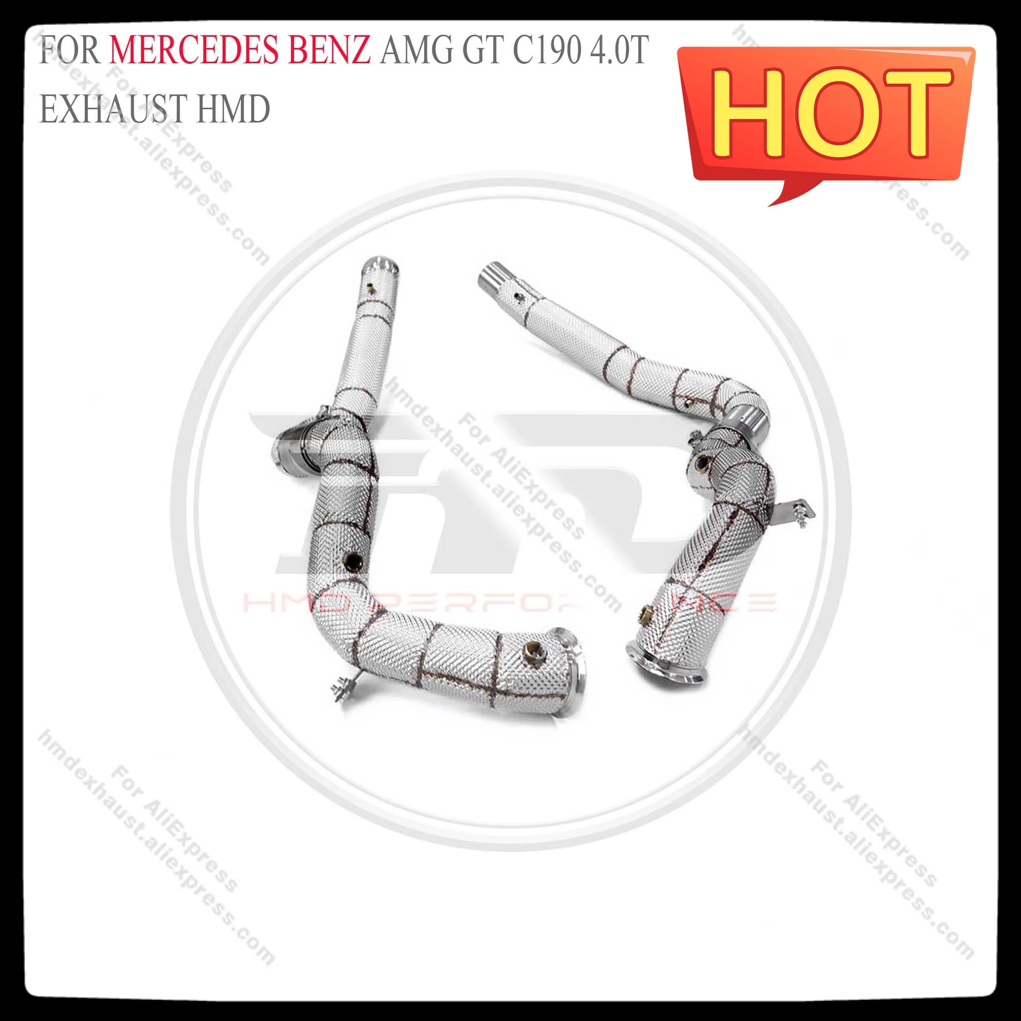 HMD Stainless Steel Exhaust System High Flow Performance Downpipe For Mercedes Benz AMG GT c190 4.0T with OPF Car