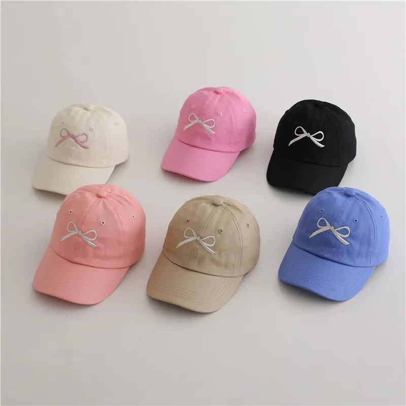 

Fashion Bow Girl Baby Peaked Caps Embroidery Kids Baseball Caps Toddler Cotton Outdoor Sunscreen Hat Children Casual Hats