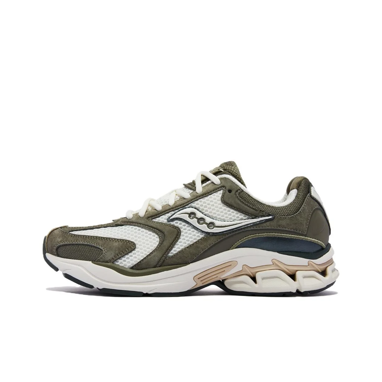Saucony GRID FUSION Breathable Casual Running Shoes Unisex White Green S79093-3