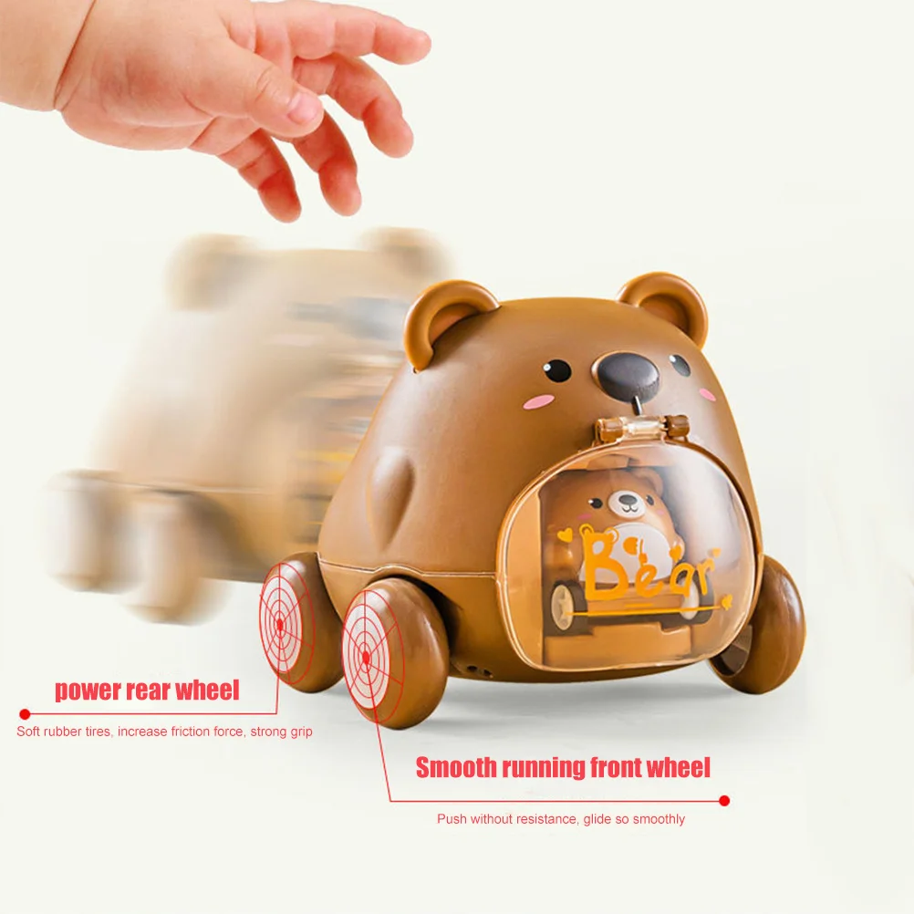 سيارة سحب للخلف للأطفال، سيارة تعليمية صغيرة على شكل دب للتنسيق بين اليد والعين، سيارة مصغرة مضحكة