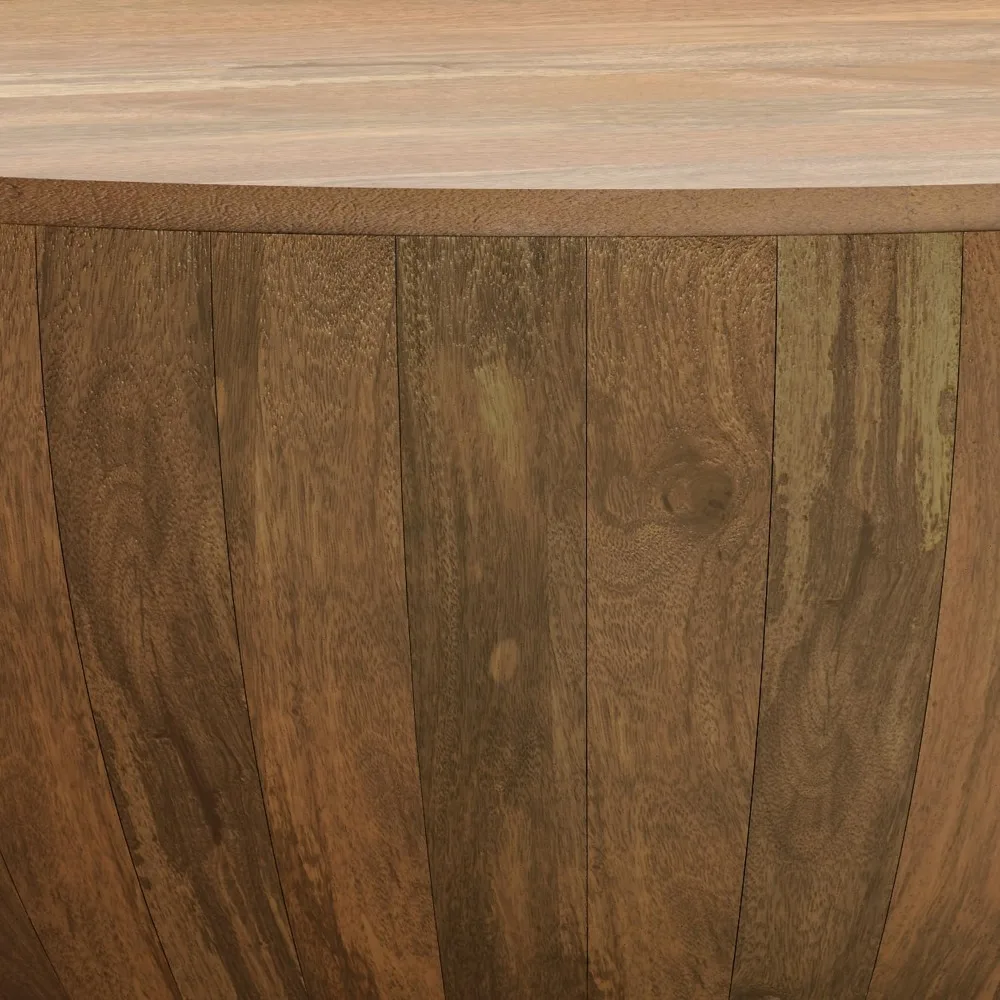 Elmbrook-mesa de centro de tambor de madera de Mango macizo, mesa Industrial moderna de 34 pulgadas de ancho, en Natural, completamente ensamblada, para la sala de estar