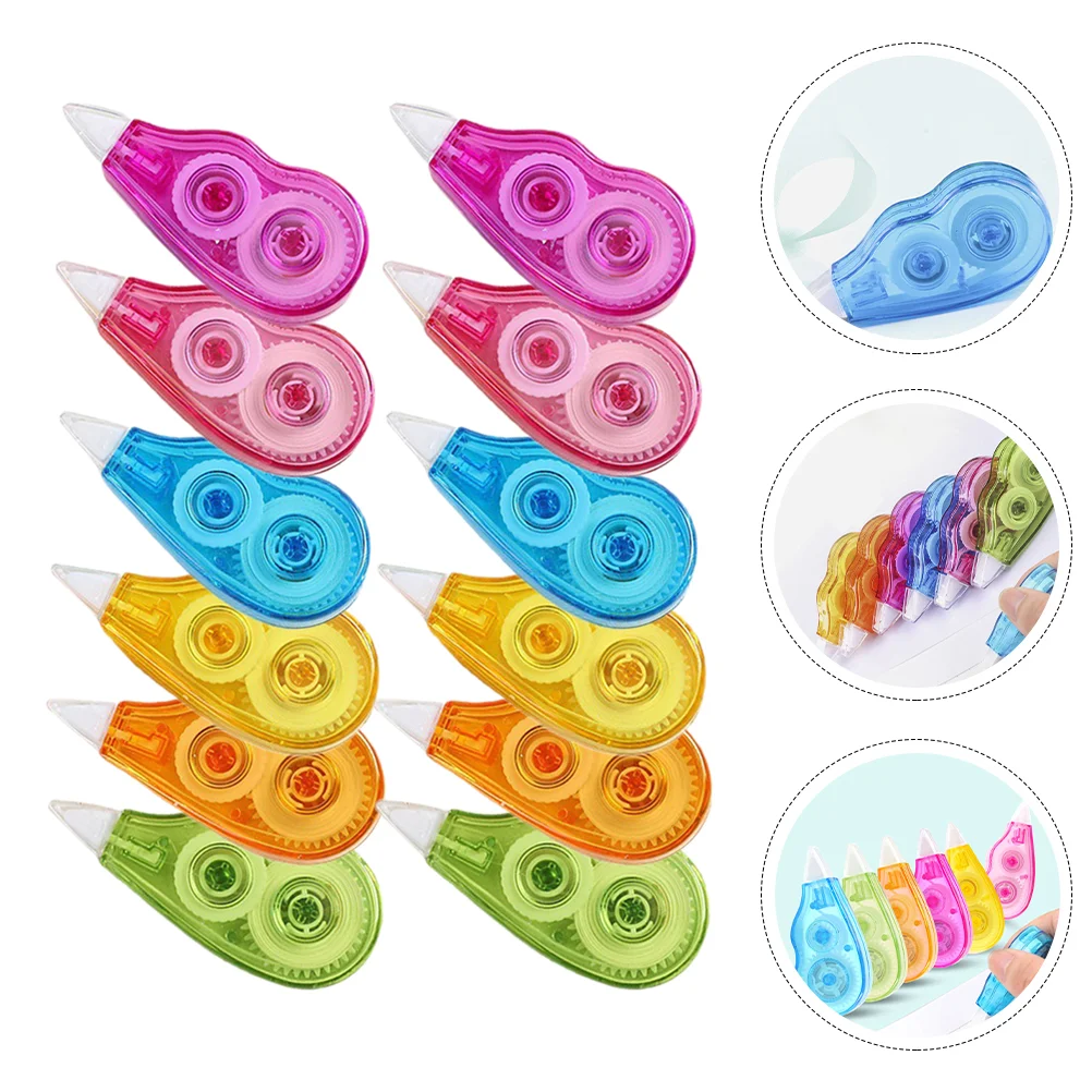 12 Pcs Core Correction Tape Plumbing Adhesive Tapes Clear Cute Student White Duct