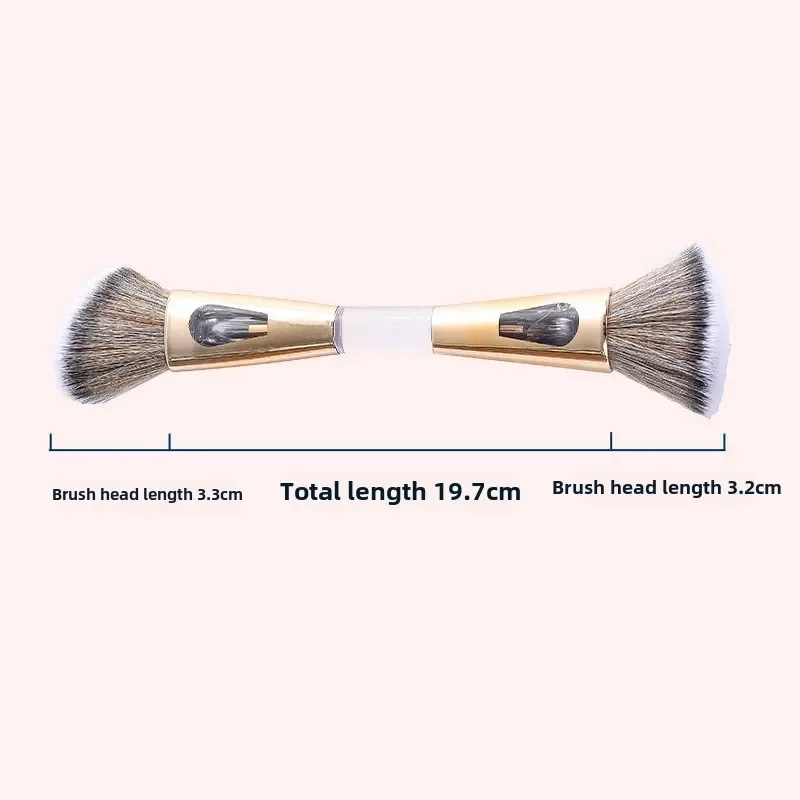 Pędzle do makijażu 4 w 1 z podwójną końcówką, wielofunkcyjne, miękkie, aksamitne pędzle do różu, pudru, rozświetlacza, przenośne narzędzia do makijażu podróżne.