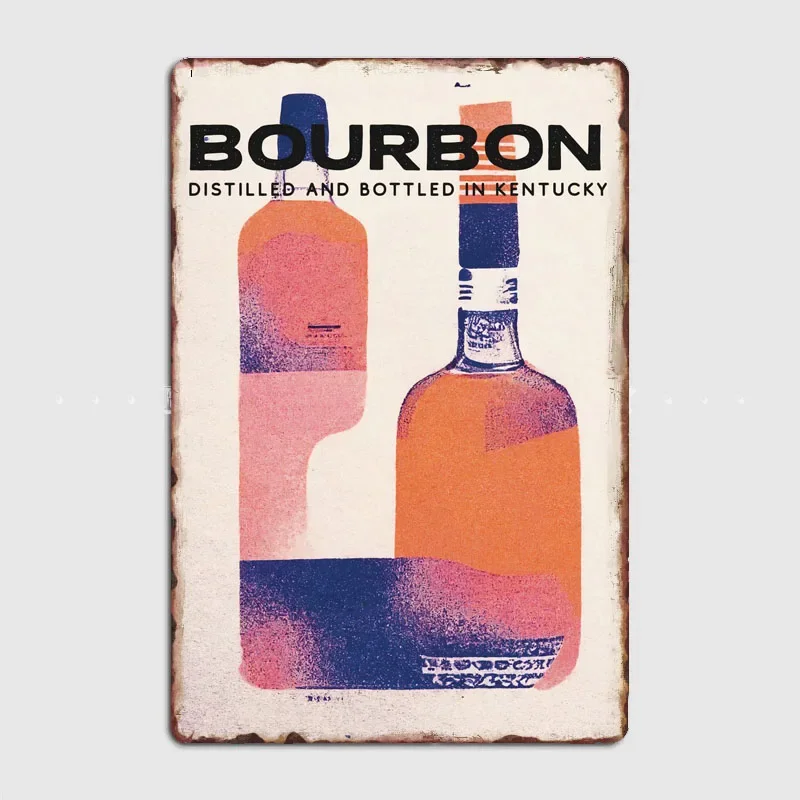 

Poster Retro Metal Posters Sign Garage Club Indoor Wall Room Decoration Home Decor Vintage Bourbon Risograph Beer
