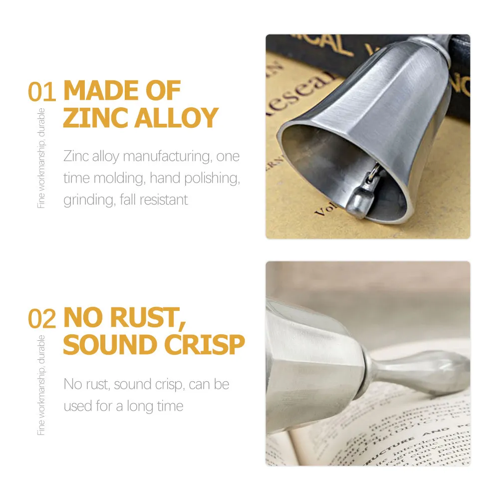 Metal Dinner Bell Zinc Alloy Construction for Restaurant Bar Hotel Kitchen School Office Desk Use Retro Manual Service Bell