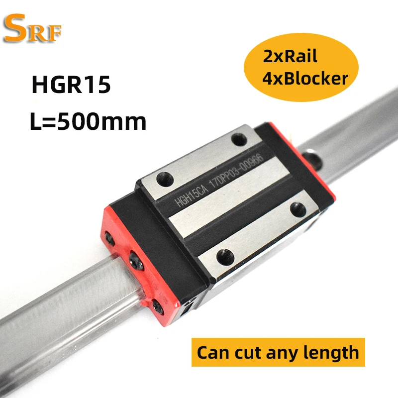 

15mm width linear guide rail 2pcs HGR15 L=500mm+4pcs HGH15CA or HGW15CC slide block for CNC parts