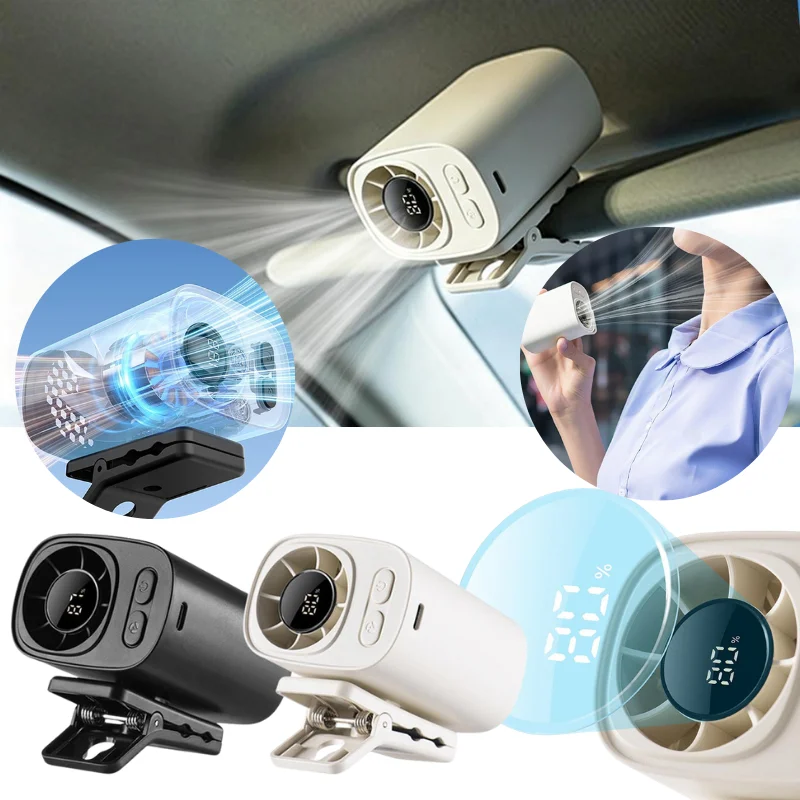 Summer Cooling Clip-On Car Fan Mini Lightweight Fan For Car Sun Visor High Speed 360° Portable Rechargeable Desktop Cooling Fan