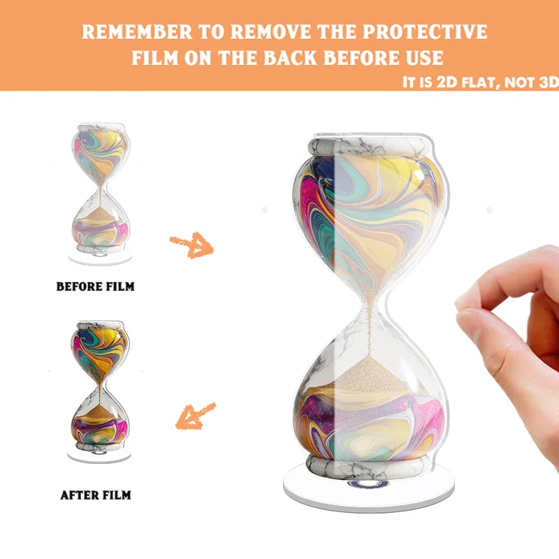 1pcs 2D Rotatable Acrylic Hourglass Ornament for Meditation and Concentration Assistance - for Home Office and Travel Scenes
