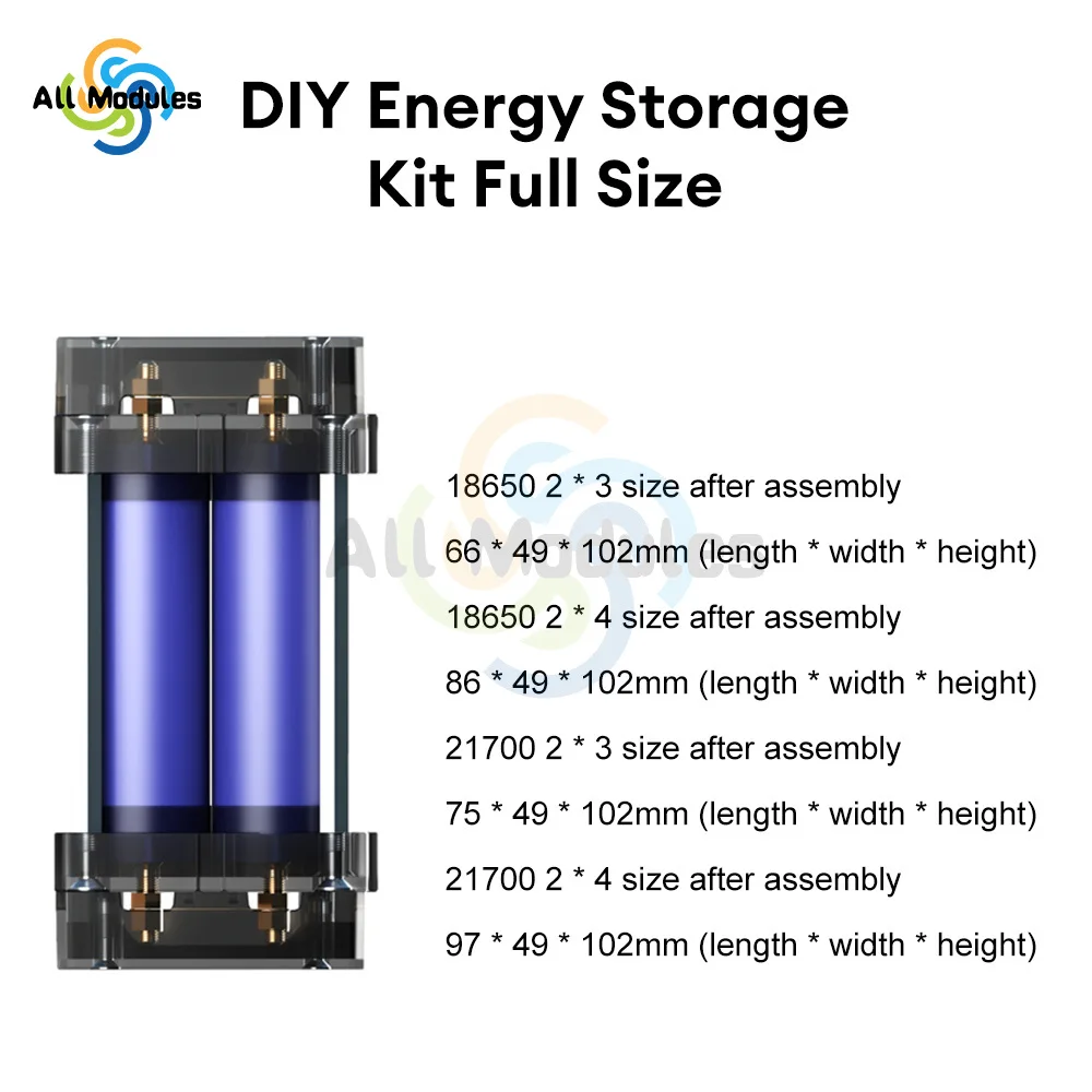 DIY Energy Storage Kit 18650 21700 Battery Holder Case Box Bracket Slot PC Plastic Material Support 6P 8P Splicable No Soldering