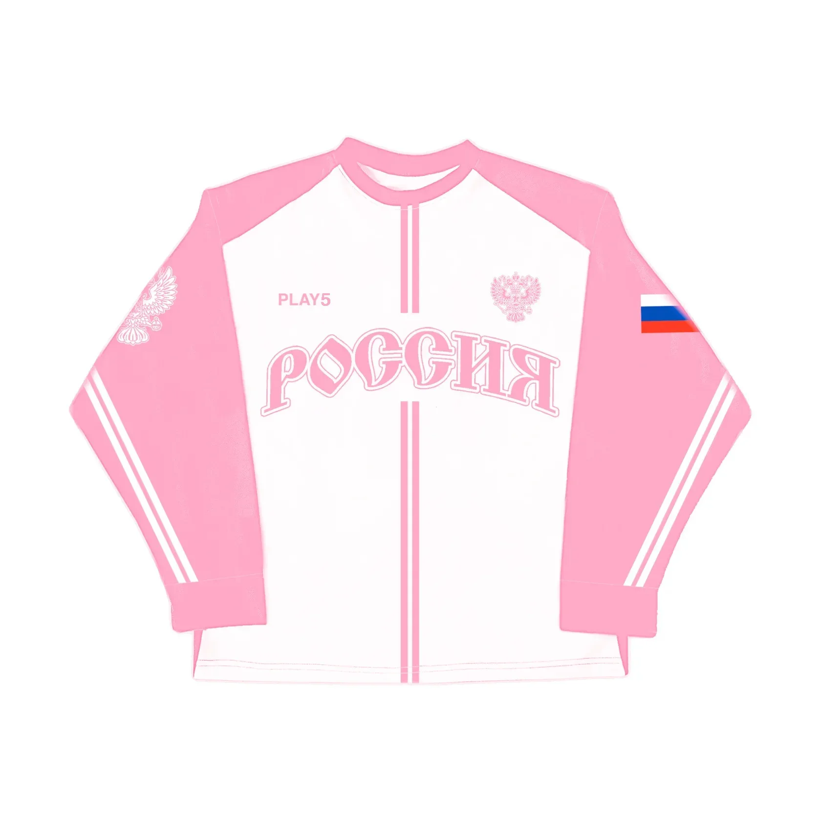 2025 American retro long sleeved flag double pole jersey T-shirt y2k loose sports high street round neck top casual campus sport