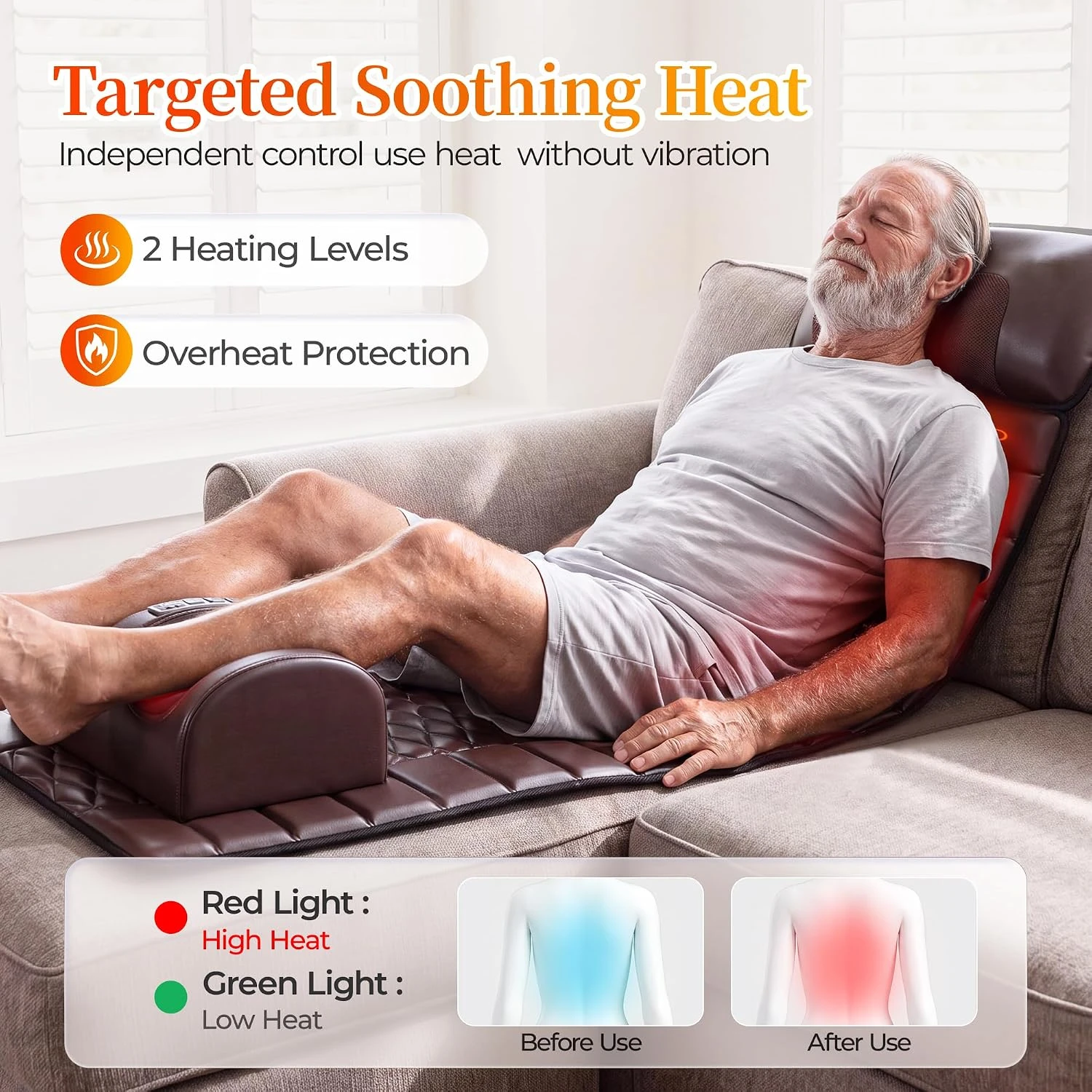 Multifunctional Full Body Heated Massage Mat 10 Vibration Motors Back Neck Foot Massager with Lumbar Support Anti-Slip Bottom Earplugs Included for Bed Sofa Home Office Relaxation view 5