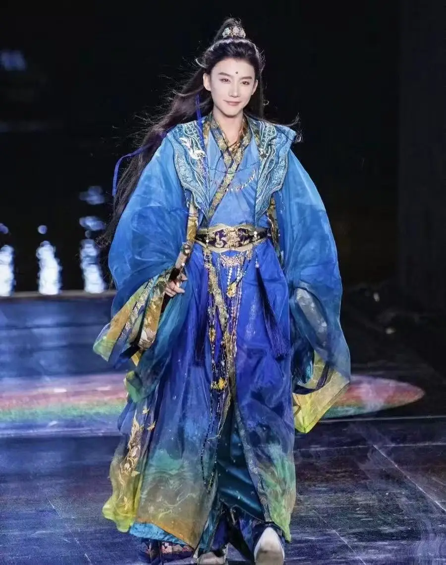 

New Chinese Style Gold Woven Hanfu Men Women Traditional Heavy Industry Embroidery Clothing Niche Gradient Swordsman COS Outfits