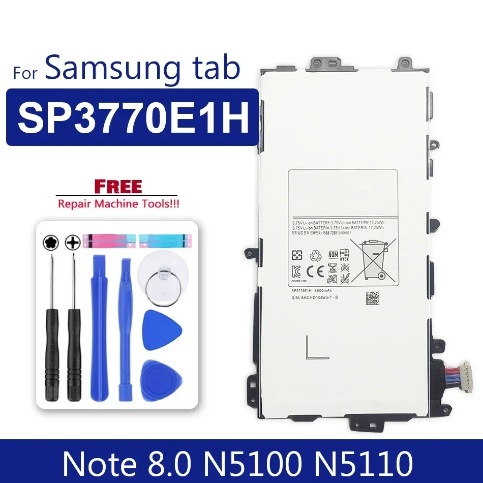 

Аккумулятор для планшета SP3770E1H, для Samsung Note 8,0 дюйма, GT-N5100, N5110, N5120, 4600 мАч, с инструментами