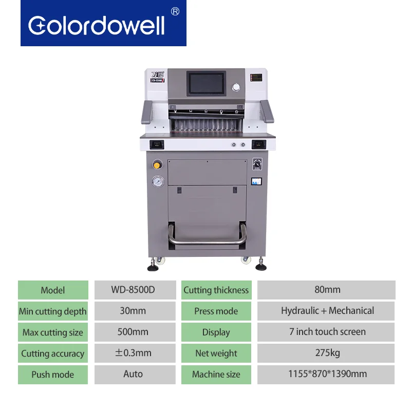 8500D Hydraulic Paper Cutter Cheap Paper Cutting Machine 500MM/19.6 Inch Heavy-duty Hydraulic Program Paper Cutter