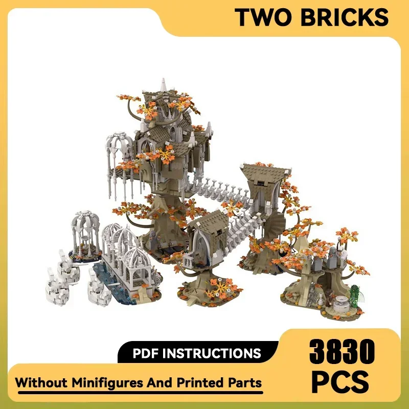 Moc Building Block Magical Rings Movie Scene UCS Lothlorien Model Castle Bricks DIY Assembly Street View Toy Child Gift